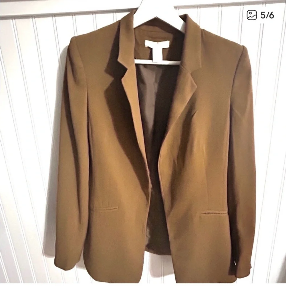 H&M Fitted Single Breasted Blazer Women’s Size 8, Camel / Golden Brown - Picture 5 of 6